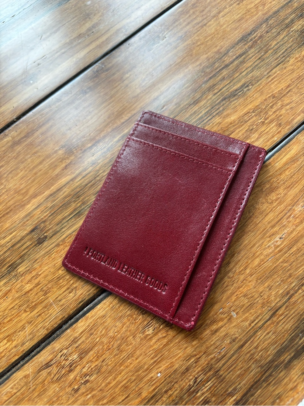 Portland Leather Card Wallet Holder Saddlestone Vertical Red Rock